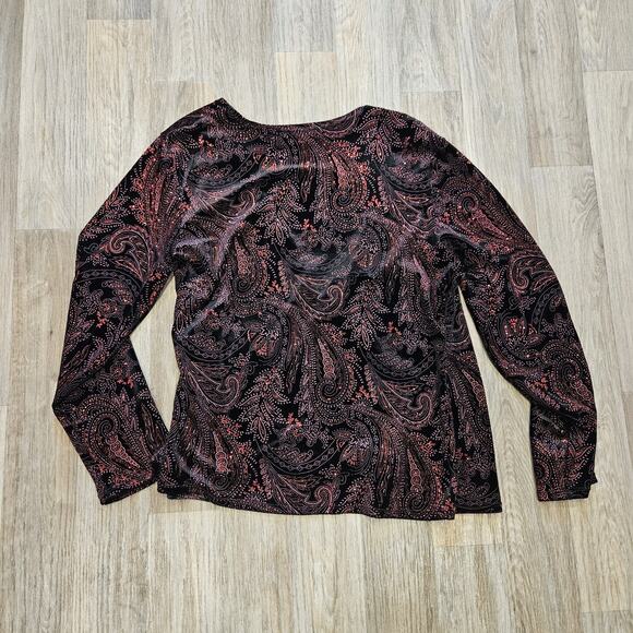 Vtg Notations Velvet Surplus Top Womens XL Black Red Whimsigoth Grunge Y2K Boho - Picture 5 of 8